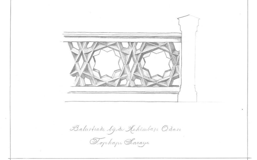 Istanbul-potloodtekening-balustrade-Topkapi-Paleis-1994