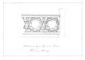 Istanbul potloodtekening balustrade Topkapi Paleis 1994