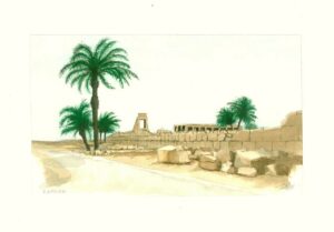 Aquarel 1996 Egypte Tempel van Karnak