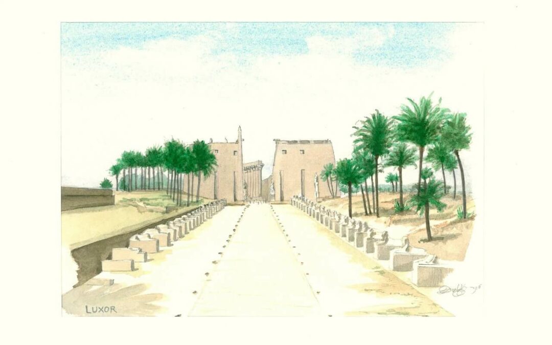 aquarel-1996-Egypte-TempelvanLuxor