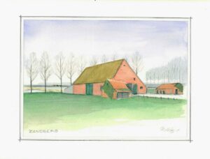 Aquarel 1996 Zandberg boerderij Haens