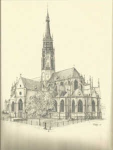 potlood cansonpapier 1999 Hulst basiliek voor 1944