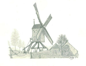 potloodtekening 1990 Duivenhoek molen voor 1927