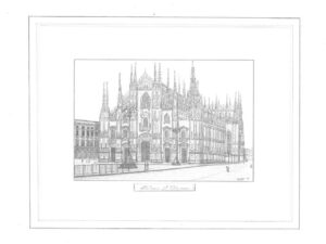 potloodtekening 1991 Milaan Il Duomo