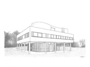 potloodtekening 1993 Poissy Villa Savoya