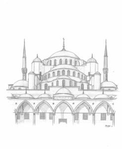 potloodtekening 1994 Istanbul Blauwe Moskee