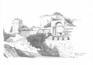 potloodtekening 1997 Istanbul Porta Aurea